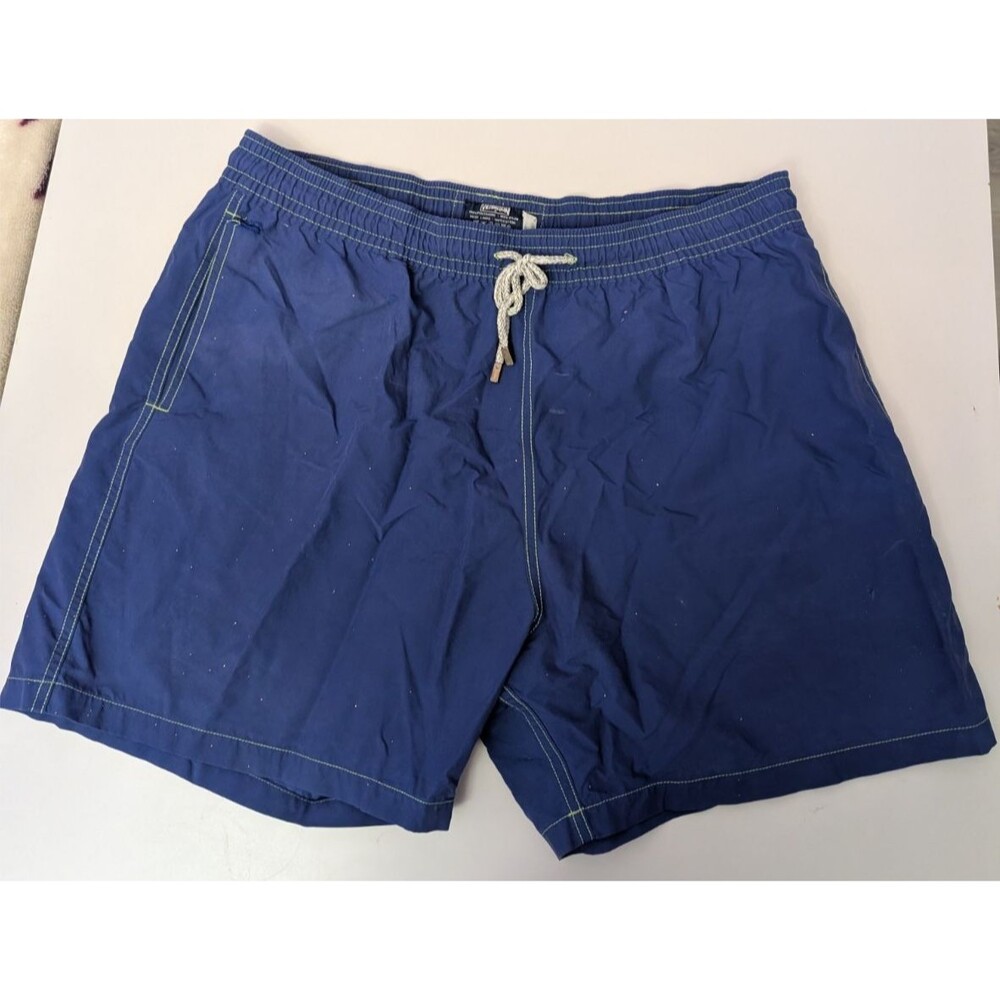 Vilebrequin Mens Luxury Swim Shorts XXL Solid Navy Blue Distressed Inner Mesh